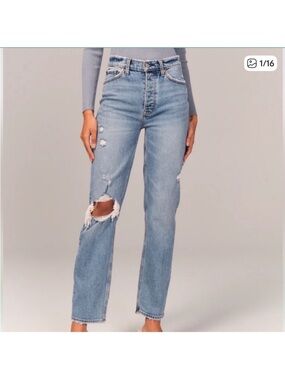 Abercrombie Curve Love Dad High Rise Distressed Jeans 27/4